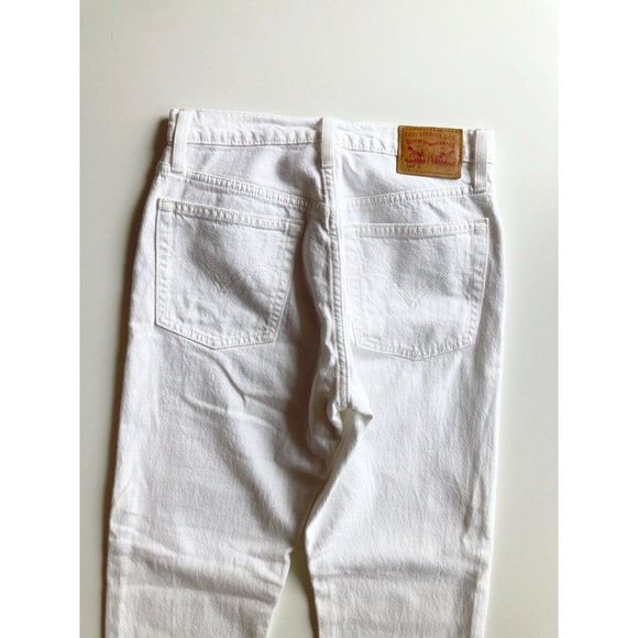 LEVI'S 501S In The Clouds White High Rise Skinny Raw Hem Ankle Jeans, Size 25 - Picture 9 of 15